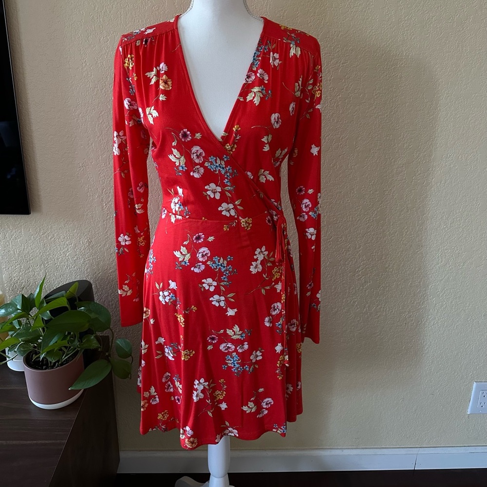 Floral Midi Wrap Dress